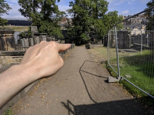 Following the rubble track down towards Tom Riddle's grave